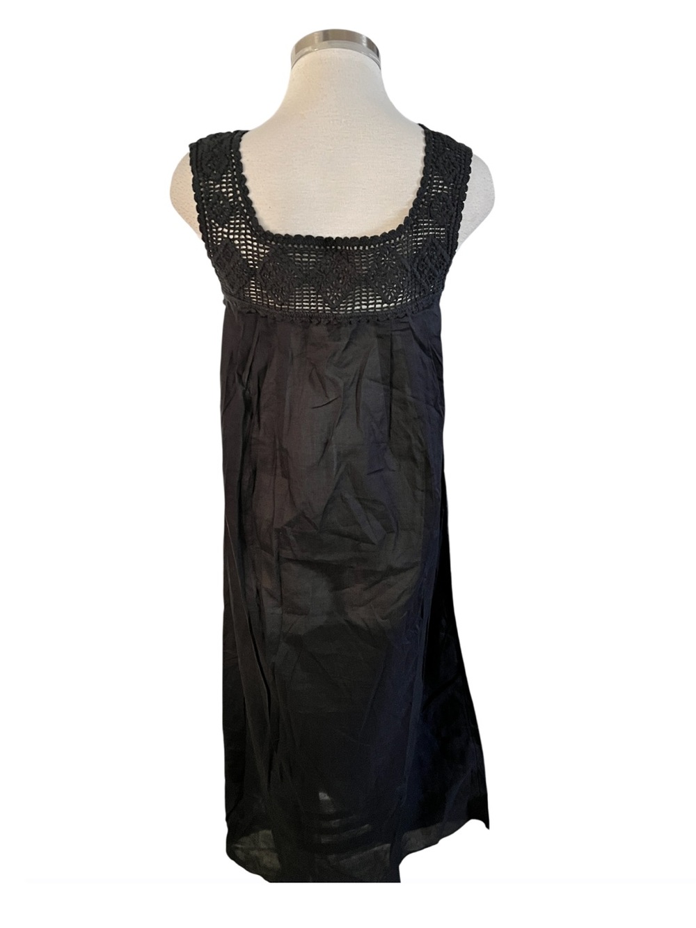 J. Crew Black Crochet-trim dress Black Midi (tie waist not included) Size XS NWT - Picture 8 of 8